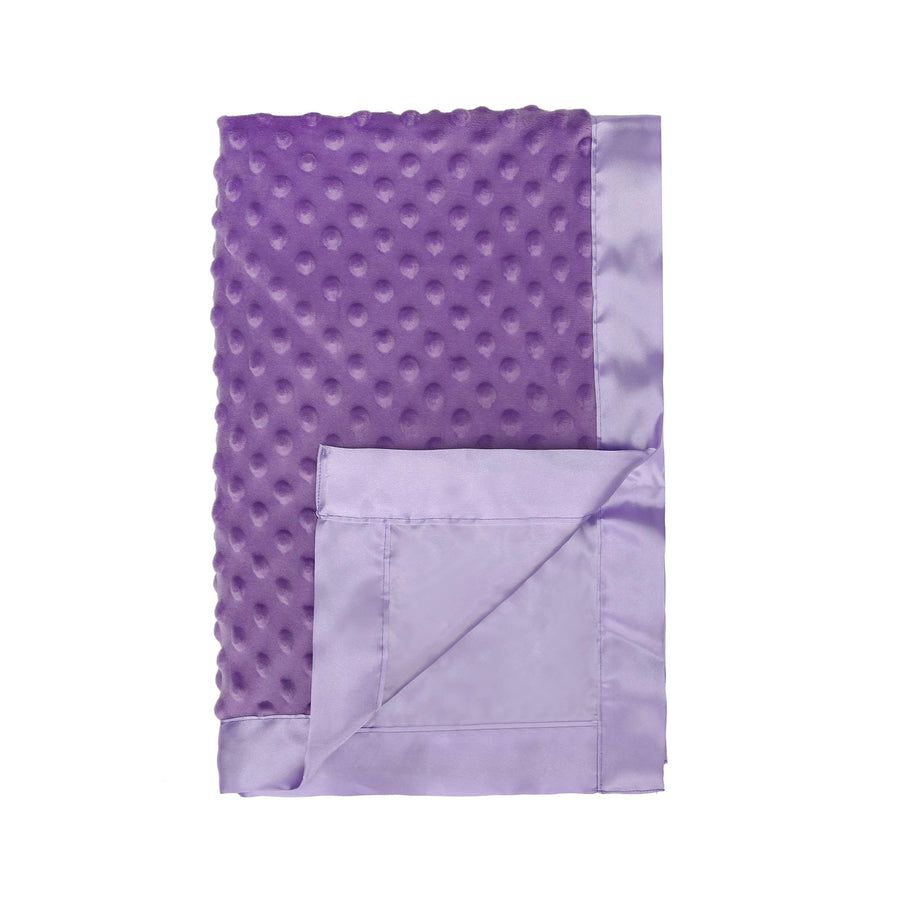 Baby Soft Minky Dot Blanket with Silky Satin Backing Baby Gifts for Boys and Girls (Purple, 30’’ x 40’’)