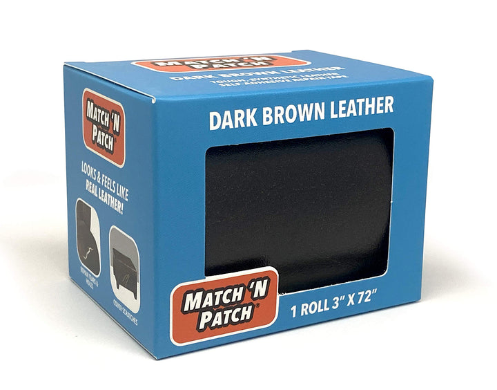 MATCH 'N PATCH Realistic Leather Repair Tape - Durable, Easy-to-Apply, Professional Grade, Versatile Use, Designed in North Carolina for Furniture Restoration, & Home Decor - Dark Brown, 3 in x 72 in