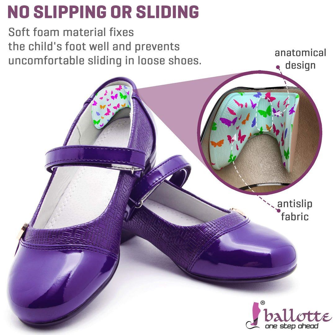 Shoe Inserts for Kids - Sticky Heel Grips for Loose Shoes - Add Extra Volume (0.5 Size) - 6 Pieces of Cute Small Sticky Cushion Pads for Kids Shoes