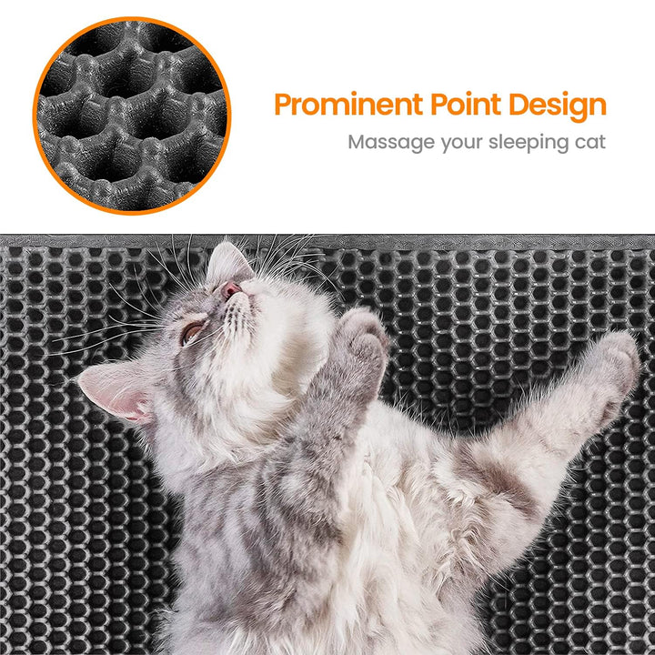Conlun Cat Litter Mat-30X24 Jumbo Litter Trapping Mat EVA Honeycomb,Urine & Waterproof Scatter Control Matt for Cat with Handle Design Easier to Clean, Less Waste, Soft On Paws, Gray