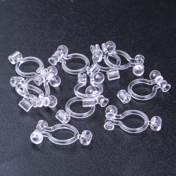 20pcs Clear Resin Clip-on Earring Converter Components Fit 2 mm Rhinestone Non-Pierced Earring Studs Findings Replacement for Women Men Girls DIY Jewelry Making, 14 mm x 7.4 mm
