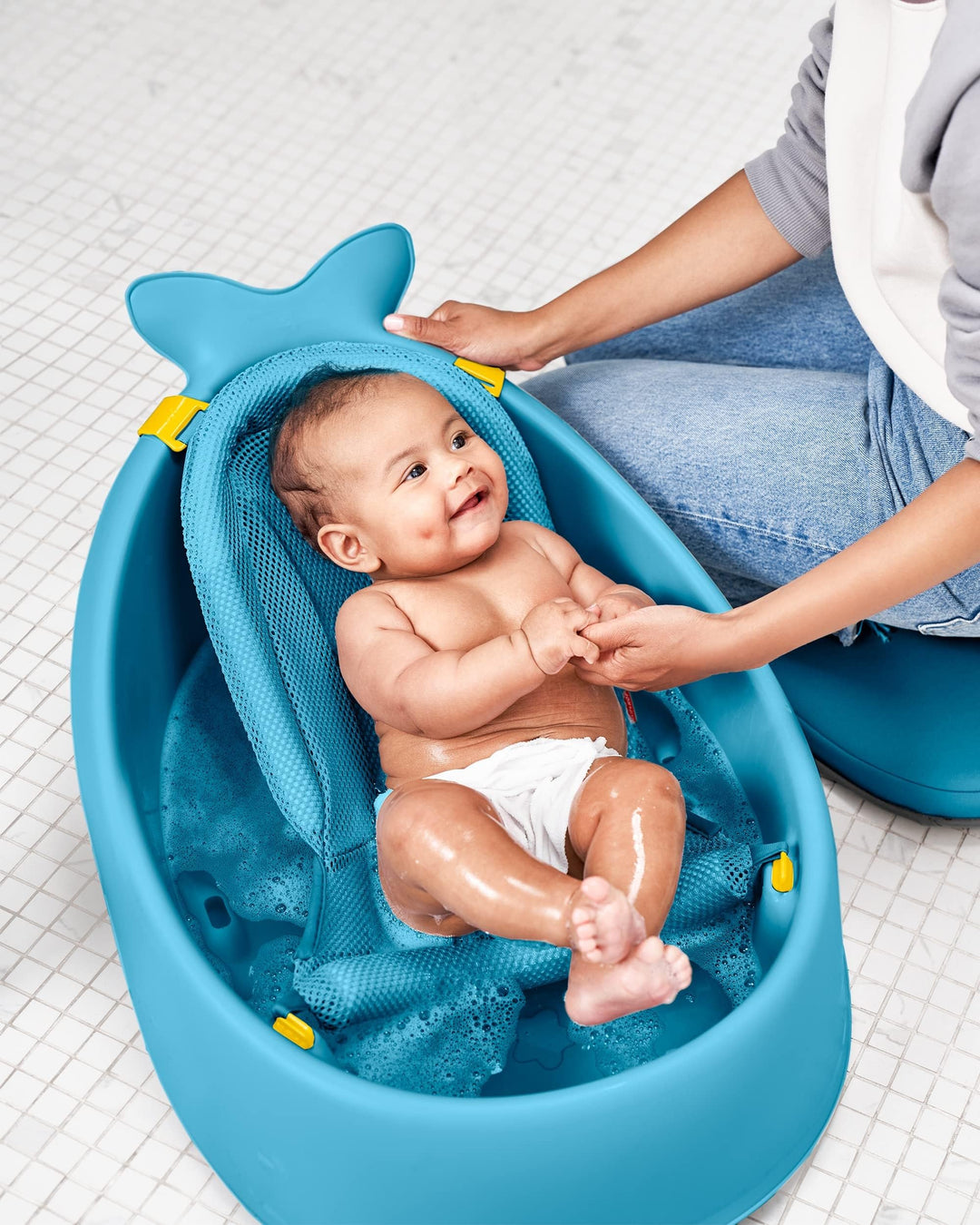 Baby Bath Tub, 3-Stage Smart Sling Tub, Moby, Blue