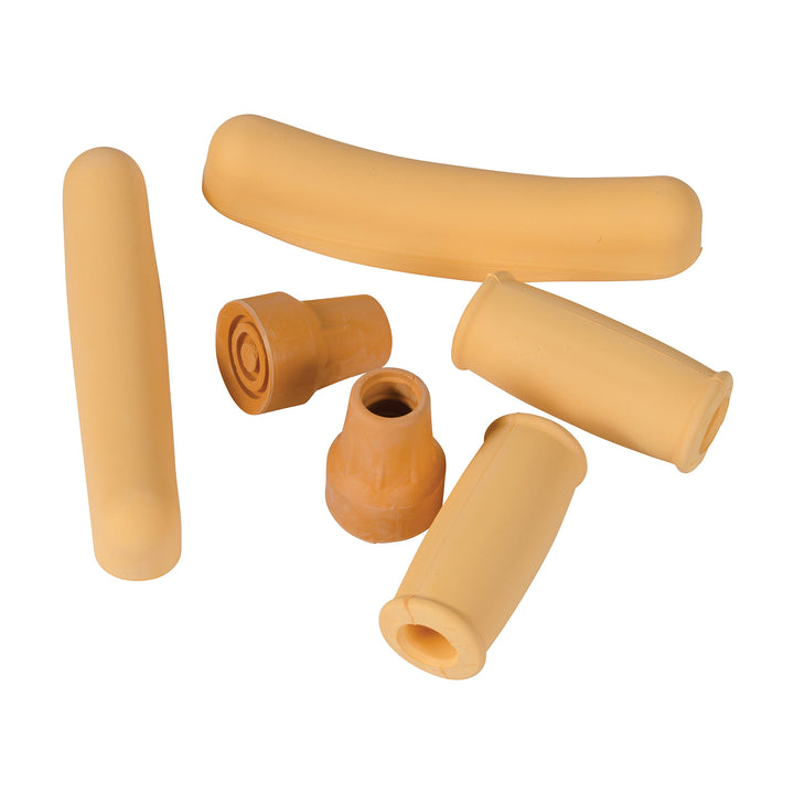 Crutches Accessories Kit with Foam Underarm Crutch Pads, Closed-Style Hand Grip Covers and Durable Slip-Resistant Rubber Tips, Beige