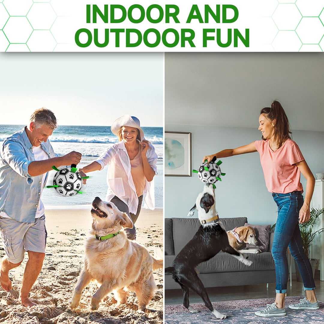 Dog Toys Soccer Ball with Straps, Interactive Dog Toys for Tug of War, Puppy Birthday Gifts, Dog Tug Toy, Dog Water Toy, Durable Dog Balls World Cup for Small & Medium Dogs(6 Inch)