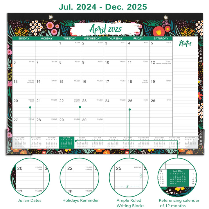 2025 Desk Calendar - 12 Months Large Desk/Wall Calendar, 17 x 12, Jan. 2025 - Dec. 2025, Large Desk Calendar 2025 with 2 Corner Protectors