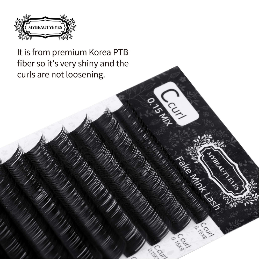 Eyelash Extension Fake Mink Lash/Individual Eyelash Extension Supplies Salon Use/C Curl/Thickness 0.07~0.25mm, Length 8-15mm Mixed Tray (0.15mm, 11mm)