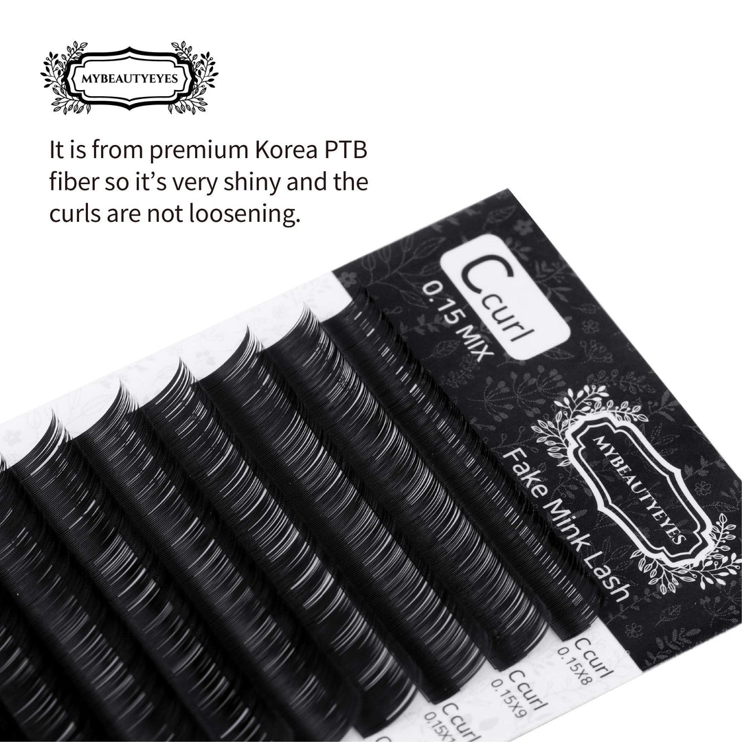 Eyelash Extension Fake Mink Lash/Individual Eyelash Extension Supplies Salon Use/C Curl/Thickness 0.07~0.25mm, Length 8-15mm Mixed Tray (0.15mm, 11mm)