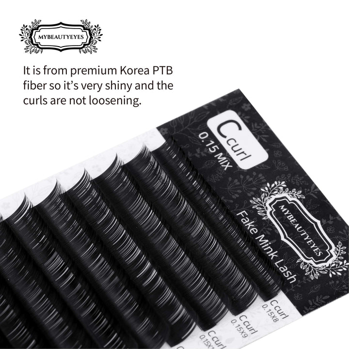 Eyelash Extension Fake Mink Lash/Individual Eyelash Extension Supplies Salon Use/C Curl/Thickness 0.07~0.25mm, Length 8-15mm Mixed Tray (0.15mm, 11mm)