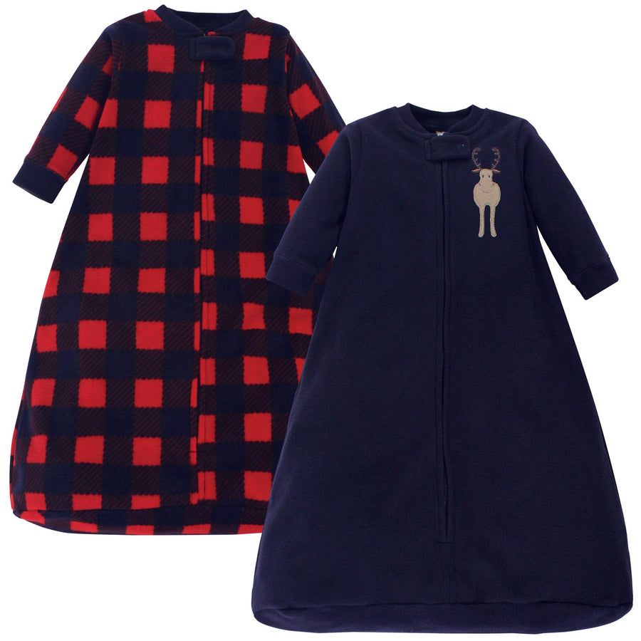 Unisex Baby Long-Sleeve Fleece Sleeping Bag, Forest Moose, 0-9 Months