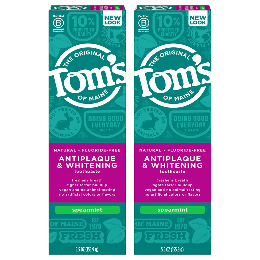 Fluoride-Free Antiplaque & Whitening Natural Toothpaste, 5.5 Ounce (Pack of 2) - Packaging May Vary