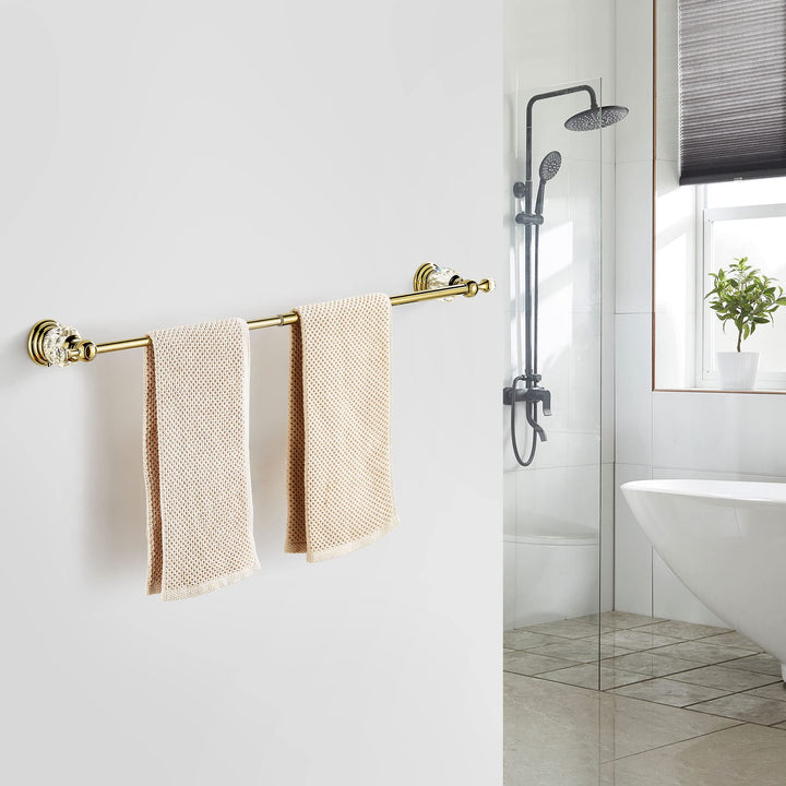 Polished Gold Towel Bar,Crystal Towel Holder Adjustable Towel Rack Expandable Rail Bathroom Accessories Wall Mounted