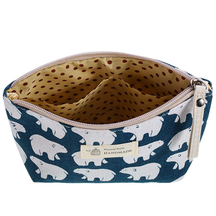 8 Pieces Canvas Cosmetic Bags Printed Small Makeup Bag Multi Function Travel Organizer Pouch Purse with Zipper for Women Fall Vacation Travel Toiletry Bag Christmas Birthday Gift, 8 Styles