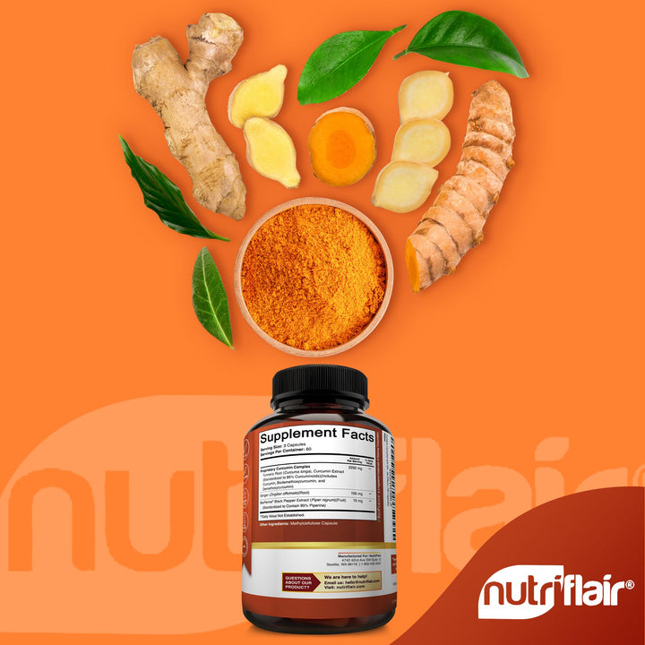 Turmeric Curcumin with Ginger and BioPerine Black Pepper Supplements, 180 Capsules - 95% Curcuminoids - Joint Support, Antioxidant, Anti Aging - Natural, Non-GMO, Vegan Best Maximum Potency