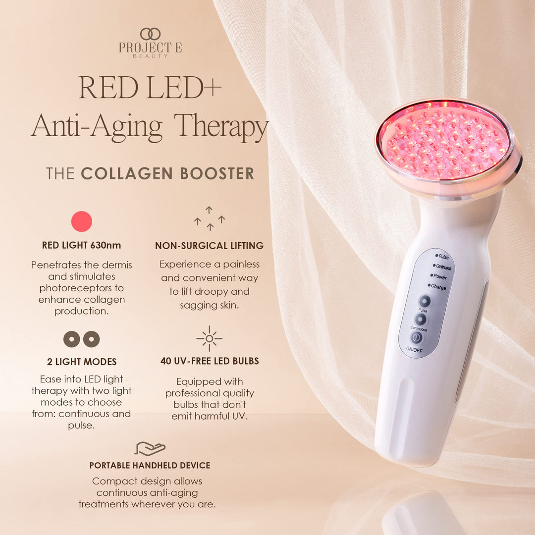 RED LED+ Anti-Aging Therapy | Collagen Boosting | Instant Firming and Lifting | Reduces Fine Lines & Wrinkles | Tightens & Tones | Rechargeable & Portable (Red LED Therapy)