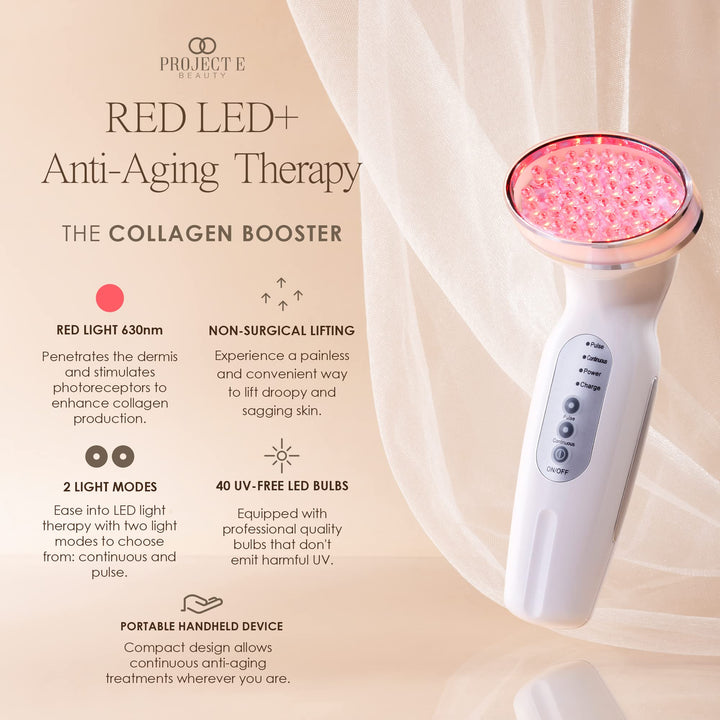 RED LED+ Anti-Aging Therapy | Collagen Boosting | Instant Firming and Lifting | Reduces Fine Lines & Wrinkles | Tightens & Tones | Rechargeable & Portable (Red LED Therapy)