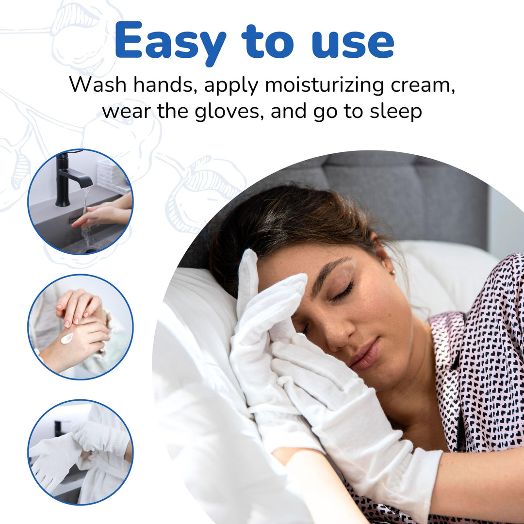 Cotton Gloves - for Beauty, Dry Hands, Eczema, Dermatitis and Psoriasis (Large, 3 Pairs)