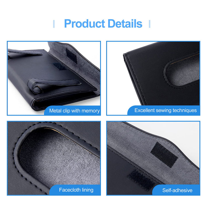 Car Tissue Holder, Upgraded Version Hanging Tissue Holder for Car, Premium PU Leather Car Tissue Holder Visor for Universal Auto, Easy Use (Black)