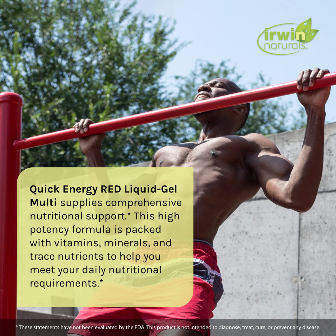 Quick Energy RED Liquid-Gel Multi with Nitric Oxide Booster - 72 Liquid Softgels - with Nitric Oxide Booster, Turmeric, Brown Kelp, Maca & Beet Root