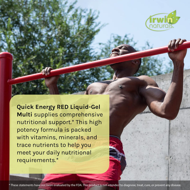 Quick Energy RED Liquid-Gel Multi with Nitric Oxide Booster - 72 Liquid Softgels - with Nitric Oxide Booster, Turmeric, Brown Kelp, Maca & Beet Root