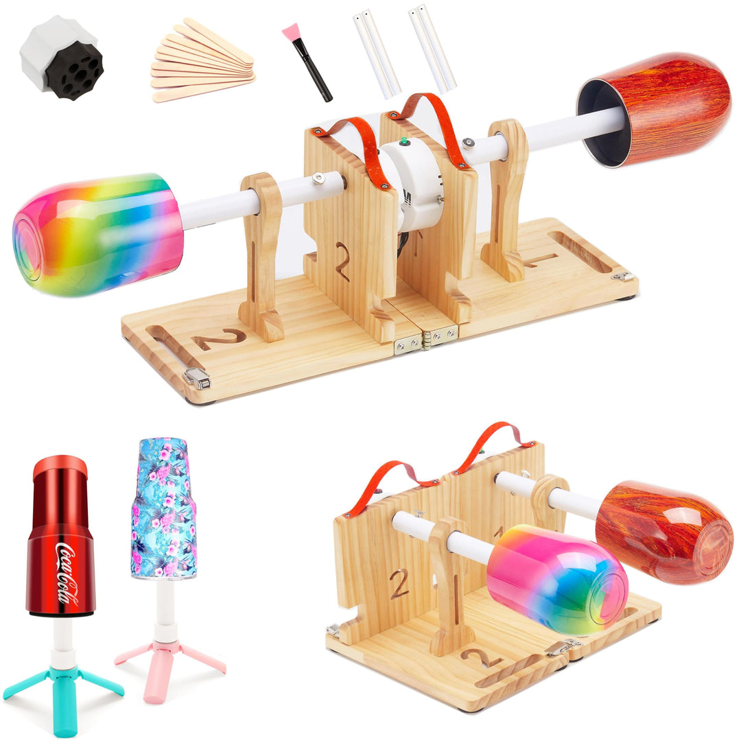 Double 2 Cup Turner Spineer for Crafts,Epoxy Resin 2 Tumbler Spinner Machine Kit,DIY Glitter Epoxy Tumblers