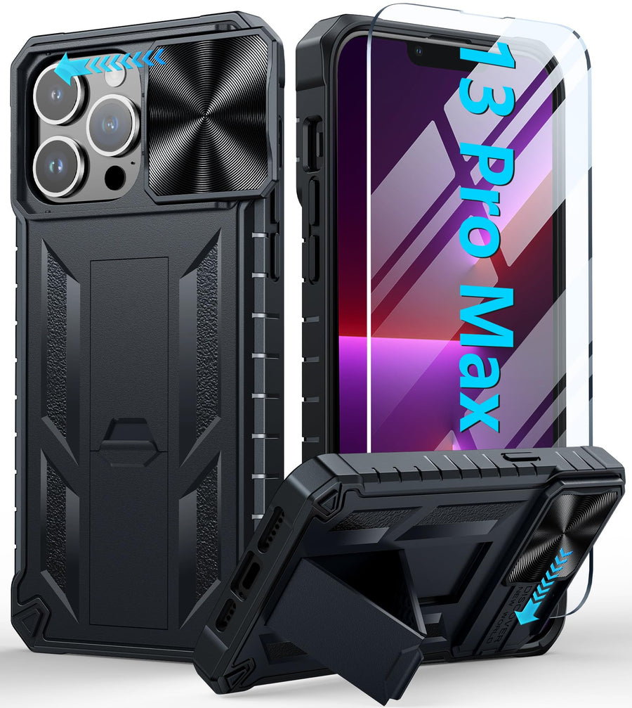 for iPhone 13-Pro-Max Phone Case: for Apple iPhone 14/13 Pro Max | Military Grade Dropproof Cell Phone Cover with Kickstand & Slide | Heavy Duty Rugged Protection Phonecase - Blue