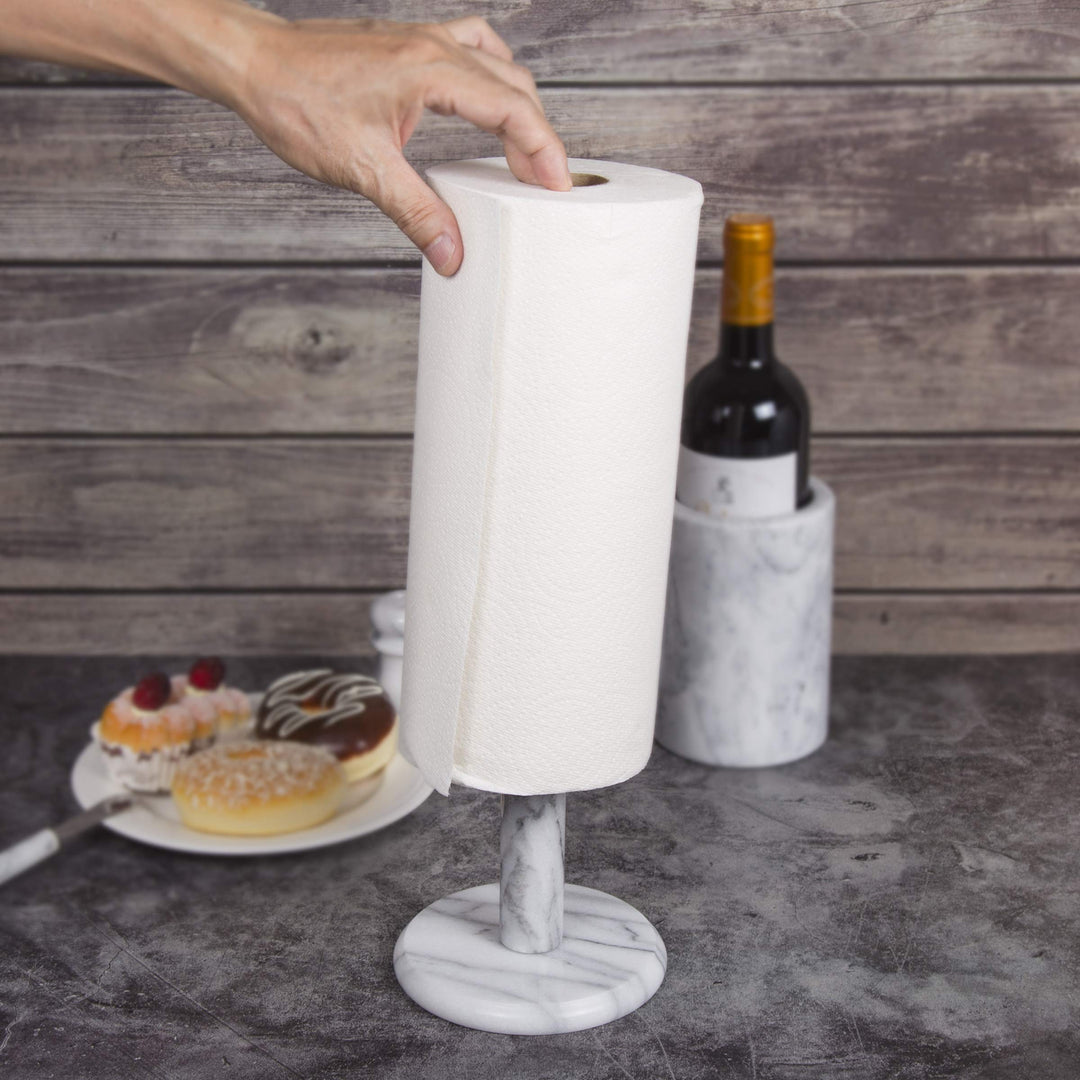White Marble 12.5 High Paper Towel Holder