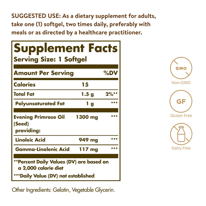 Solgar, Evening Primrose Oil, 1300 mg, 60 Softgels