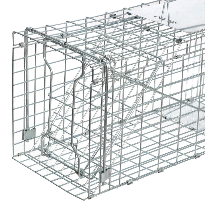 Live Animal Cage Trap 24x8.5x7.5'' Steel Humane Release Rodent Cage for Stray Cat, Rabbits, Squirrel, Mole, Gopher, Chicken, Opossum, Skunk, Chipmunks, Groundhog Squire Small AnimalsStyle