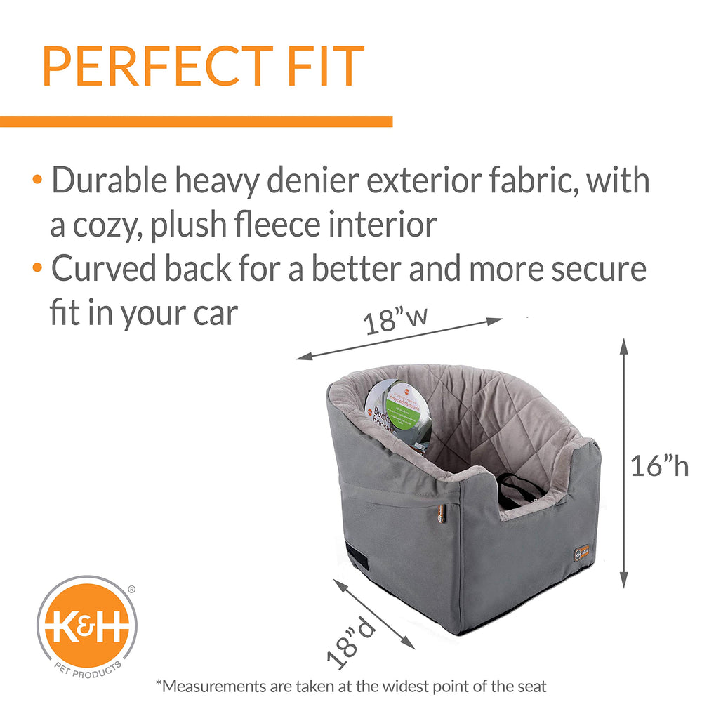Bucket Booster Dog Car Seat with Dog Seat Belt for Car, Washable Small Dog Car Seat, Sturdy Dog Booster Seats for Small Dogs, Medium Dogs, 2 Safety Leashes, Small Gray/Gray
