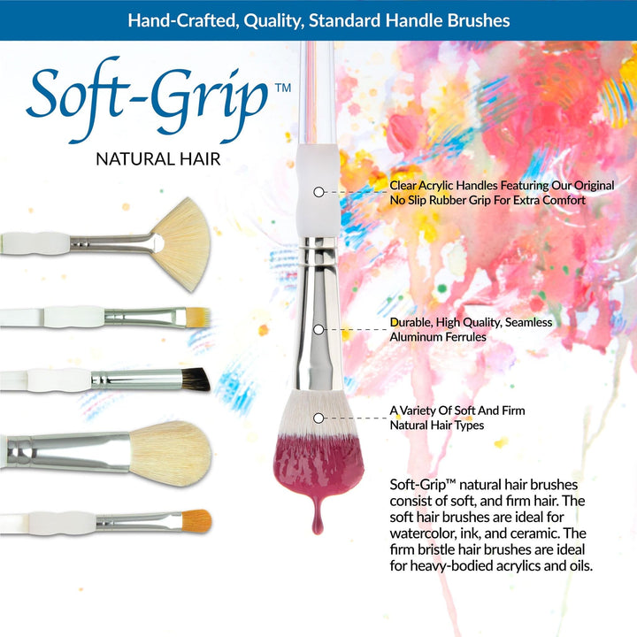 Royal & Langnickel Soft Grip 5pc Assorted Hair Texture Paint Brush Set, Includes - Deerfoot, Comb, Mop & Fan Brushes
