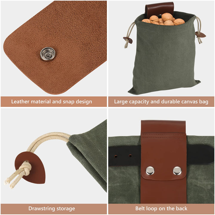 Foraging Bag, Waxed Canvas Foraging Pouch, Collapsible Mushroom Bag Mushroom Foraging Bag Bushcraft Bag for Camping Hiking