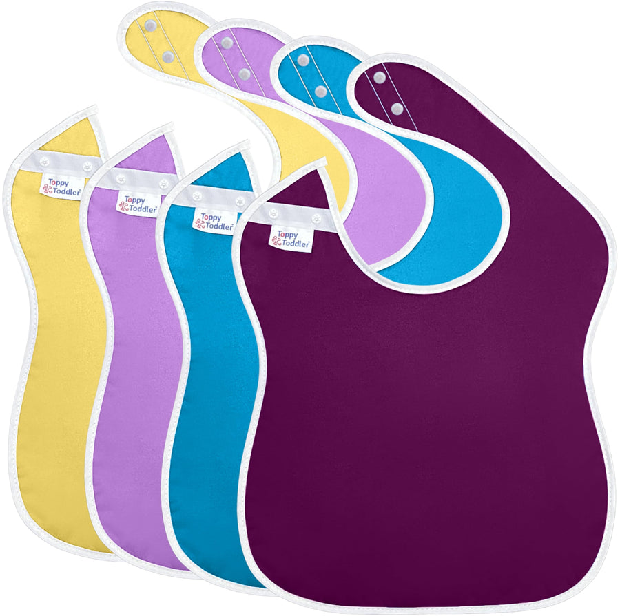 Extra Large Waterproof Bibs Premium Baby and Toddler Bib 4-Pack Gift Set, Double Snap Buttons, Cute Designs for Girls