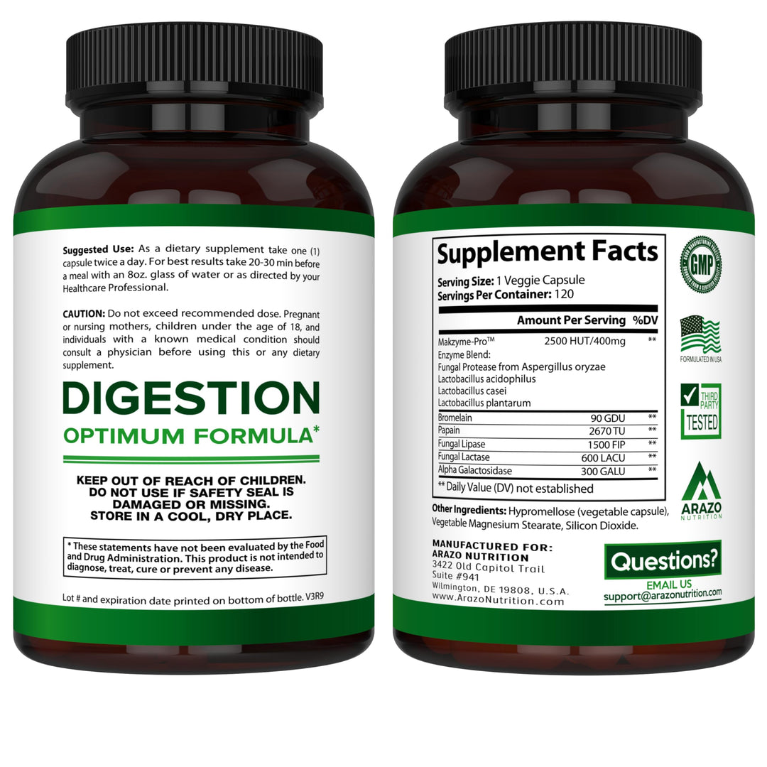 Digestive Enzymes with Probiotics - Multi Enzyme Nutritional Supplement - Acidophilus Bromelain Papaya Papain Lipase & Lactase - Improve Digestion - 120 Pills -