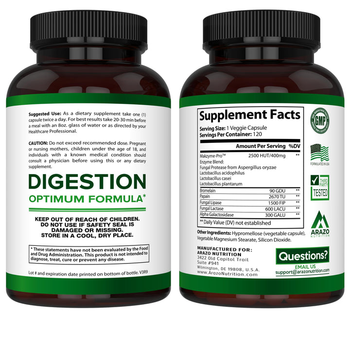 Digestive Enzymes with Probiotics - Multi Enzyme Nutritional Supplement - Acidophilus Bromelain Papaya Papain Lipase & Lactase - Improve Digestion - 120 Pills -