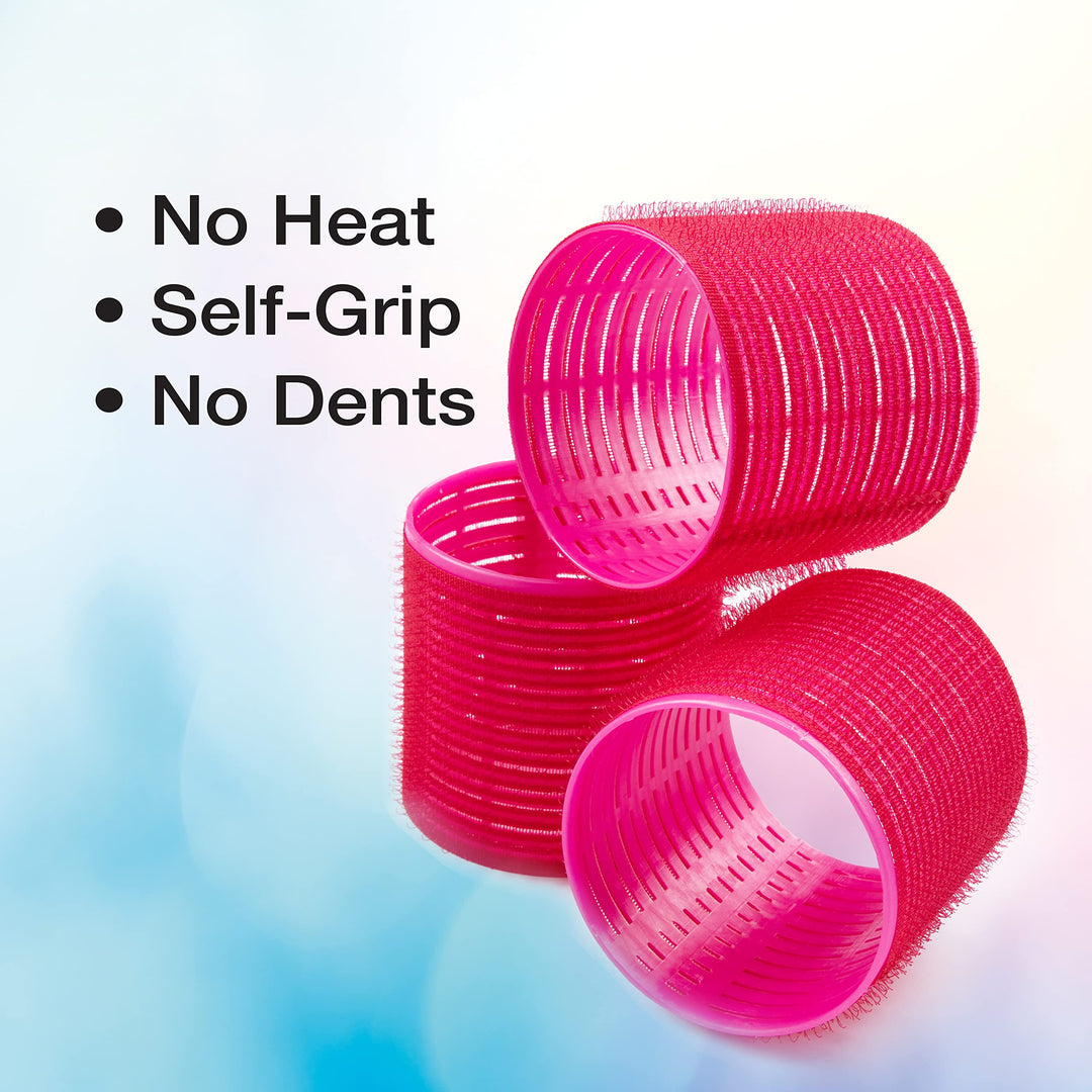 Heatless Curls - Extra Large Hair Rollers - heatless curlers - heatless curls overnight - Velcro Rollers for Hair - Hot Pink - 9 Count w/storage case