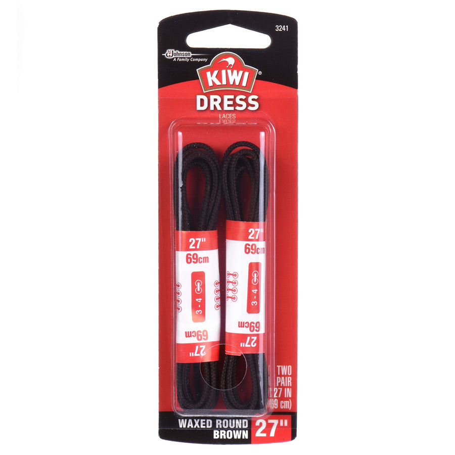1Pack Kiwi Classic Shoe Waxed Laces 27Inch Round Brown
