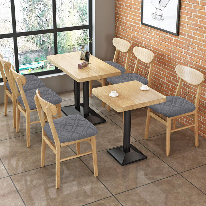 Seat Covers for Dining Room Chairs Stretch Jacquard Chair Seat Covers Set of 6, Removable Washable Upholstered Chair Seat Protector Cushion Slipcovers for Kitchen, Office(Jacquard Grey2)