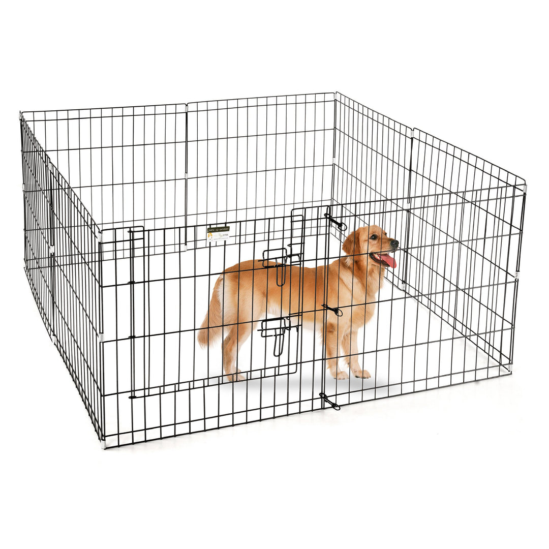 24 Exercise Playpen for Dogs Eight 24 x 24 High Panels with Gate
