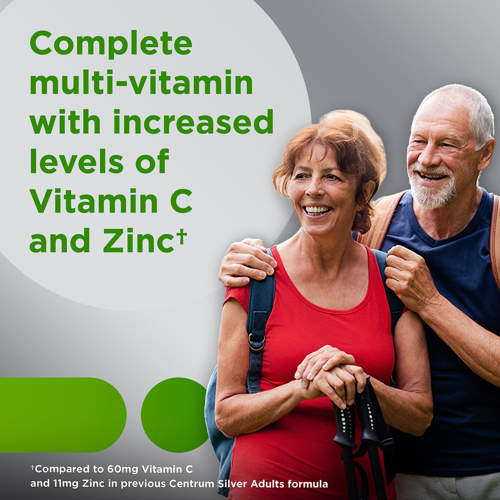 Silver Multivitamin for Adults 50 Plus, Multivitamin/Multimineral Supplement, Vitamin D3, B Vitamins, Gluten Free, Non-GMO Ingredients, Supports Memory and Cognition in Older Adults - 220 Ct