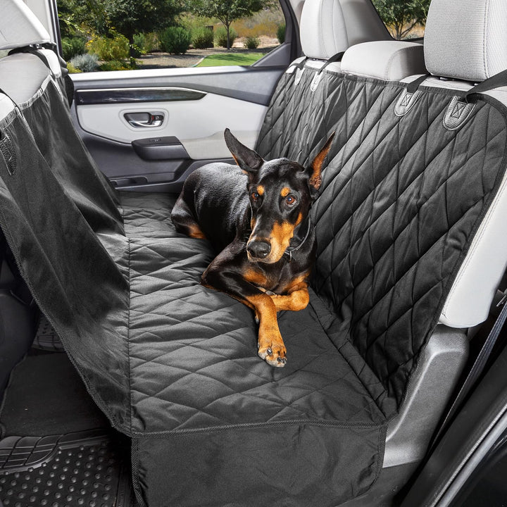 Dog Backseat Cover with Hammock for Cars, SUVs, and Trucks – Waterproof Layers, Nonslip Seat Protector, Durable Nylon Clips, K9 Shield with Heavy Duty Thread, (Regular, Black)
