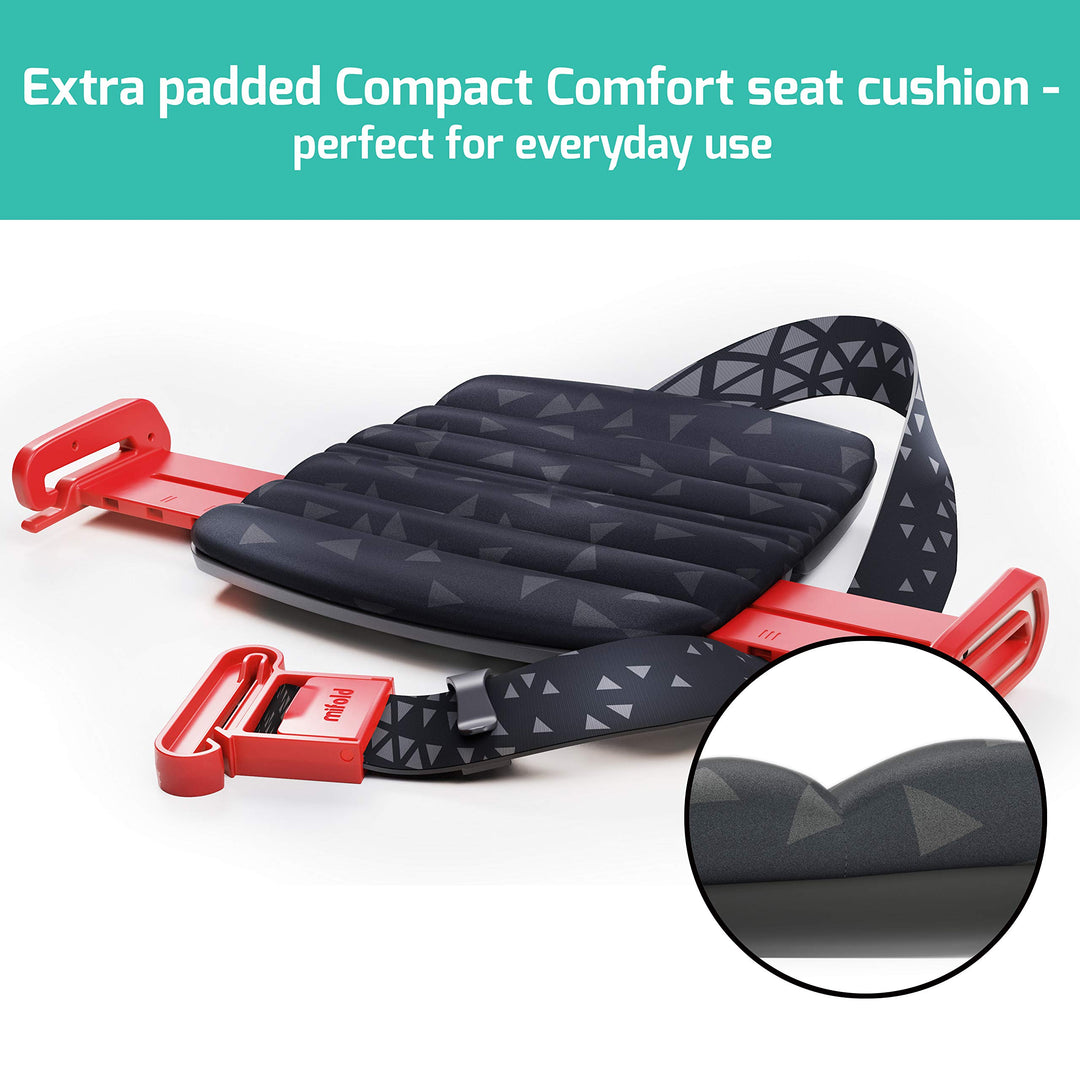 New Comfort Grab-and-go Car Booster Seat- 3X Thicker Cushion! Compact and Portable for Every Day and Carpooling, Travel, Taxis etc. Narrow and Lightweight car seat, Charcoal Grey