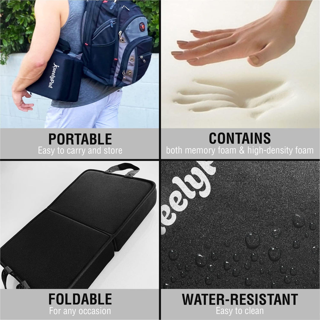 Pad | Kneeling Pad for Gardening, Exercise, Cleaning, & Mechanic Work | Extra Thick Memory Foam Knee Cushion for Gardening with Washable Cover | Foldable Gardening Knee Pad with Handle