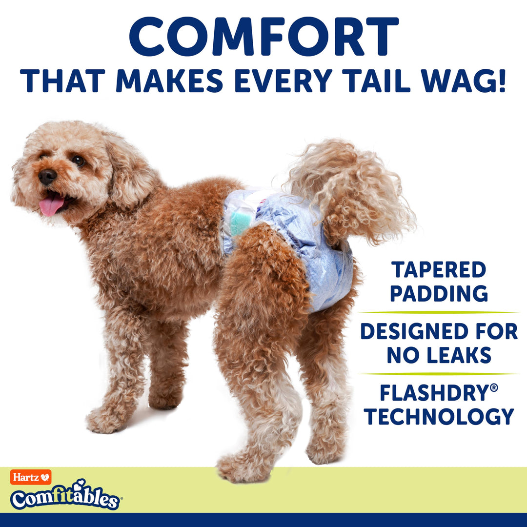 Disposable Dog Diapers, Size M 32 count, Comfortable & Secure Fit, Easy to Put On