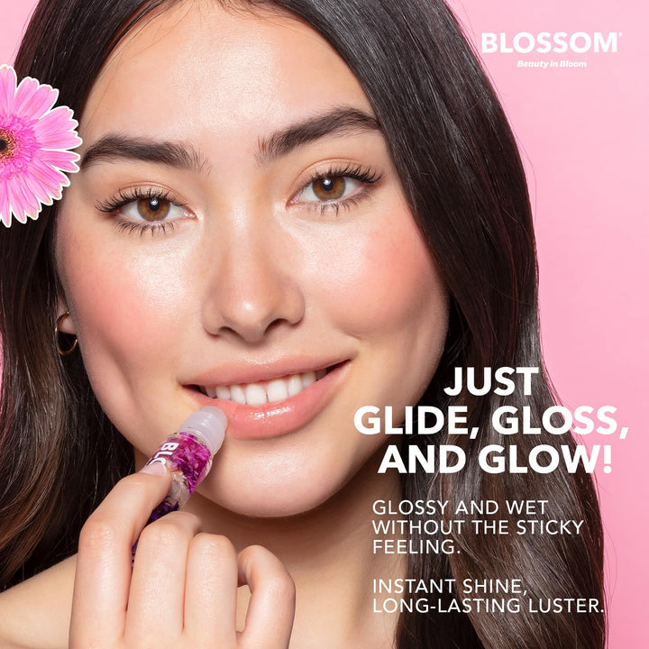 Scented Roll on Lip Gloss, Infused with Real Flowers, Made in USA, 0.20 fl. oz./5.9ml, Watermelon