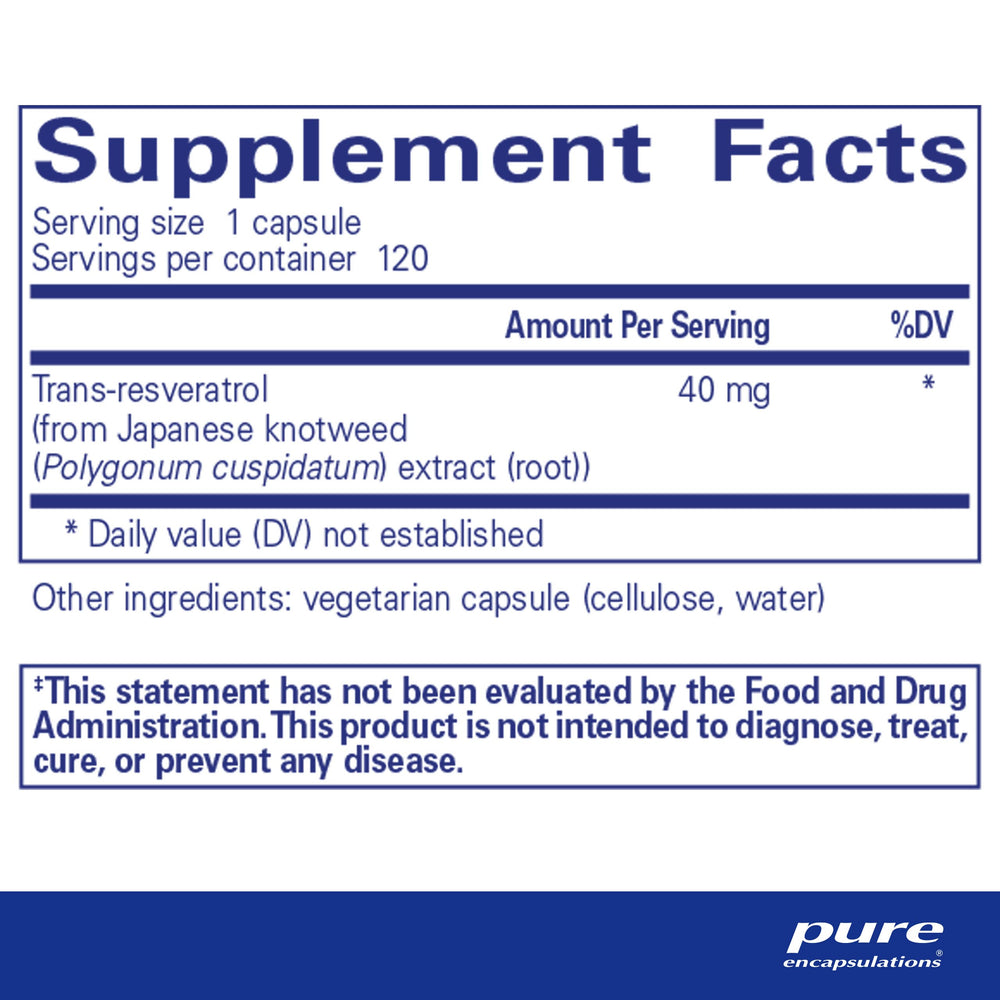 Resveratrol - Cardiovascular, Cellular Health & Memory Support* - 40 mg Trans-Resveratrol - Antioxidants Supplement - Gluten Free & Non-GMO - 120 Capsules