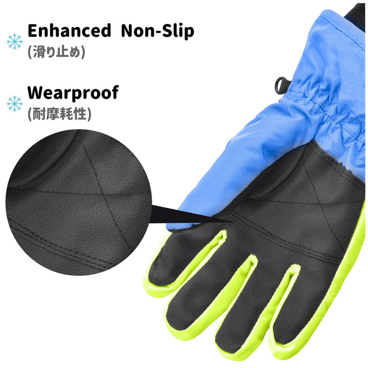 Kids Children Ski Gloves Winter Snow Gloves Waterproof Winter Warm Gloves for Snowboarding, Sledding (XS,3-5 Years Old, Blue)