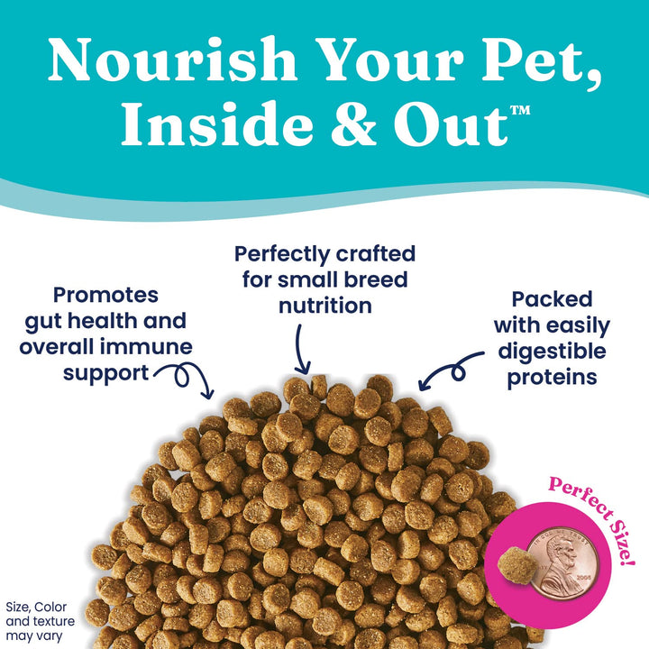 Small Breed Dog Food - Whole Grain Made w/Real Bison, Brown Rice, & Pearled Barley - High Fiber, Probiotic Dry Dog Food for Dogs with Sensitive Stomachs - 4 LB