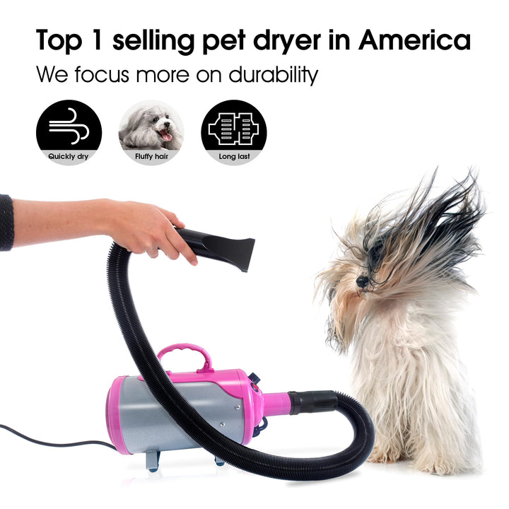 Groomer Partner Pet Hair Force Dryer Dog Grooming Blower with Heater (Pink)