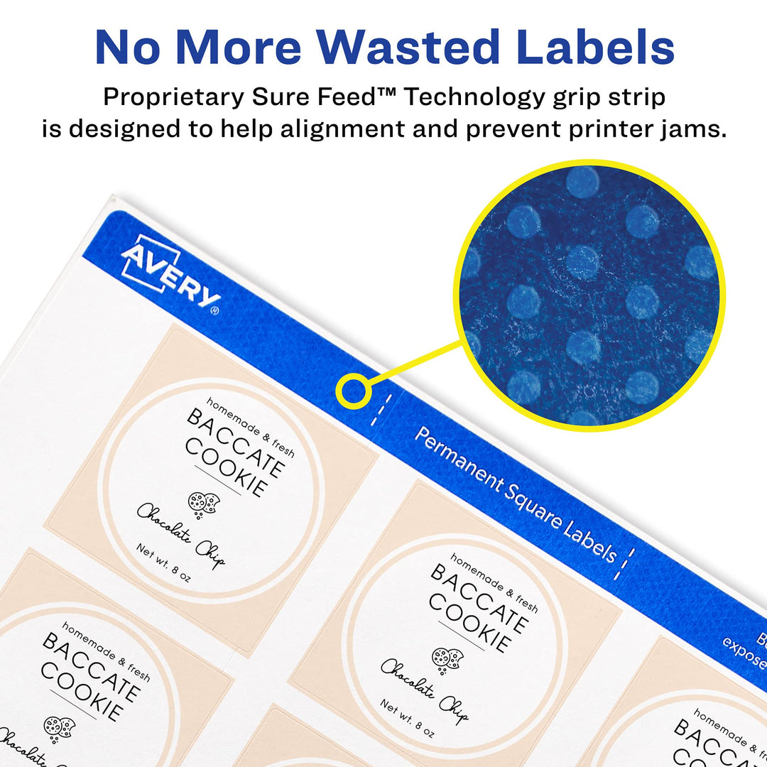 Avery Printable Blank Square Labels, 2 x 2, Matte White, 300 Customizable Labels (22806)