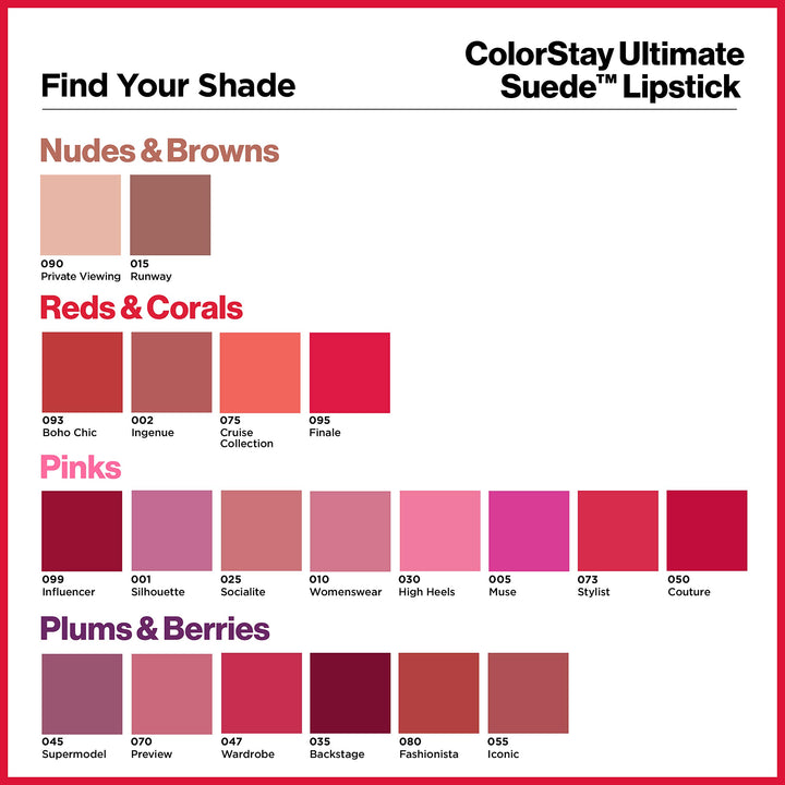Matte ColorStay Ultimate Suede Longwear Soft, Ultra-Hydrating High-Impact Lip Color, Formulated with Vitamin E, Runway Lipstick (015), 0.09 oz